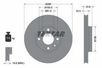 2X Textar 92119203 Bremsscheibe FüR Dacia Lada Passend FüR Nissan Renault