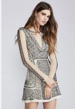 NWT few missing beads) Free People Valentina Beaded Mesh Nude Mini Dress 34 (0)