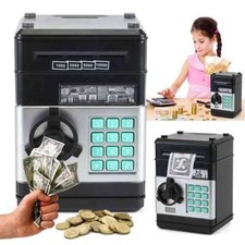 Kids Mini Safe Electronic Piggy Bank Cash Coin Box Money Saving Box ATM Toy