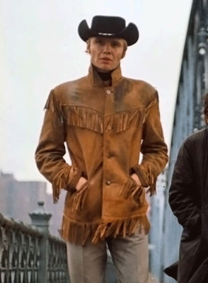 Handmade Jon Voight Midnight Cowboy Joe Buck Brown Suede Leather Fringe Jacket