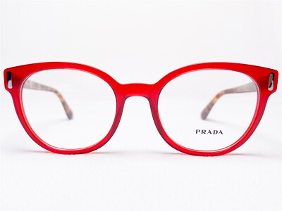 NEW Prada VPR06T ACB-1O1 Women's Eyeglasses Frames Transparent Red Square 52/20