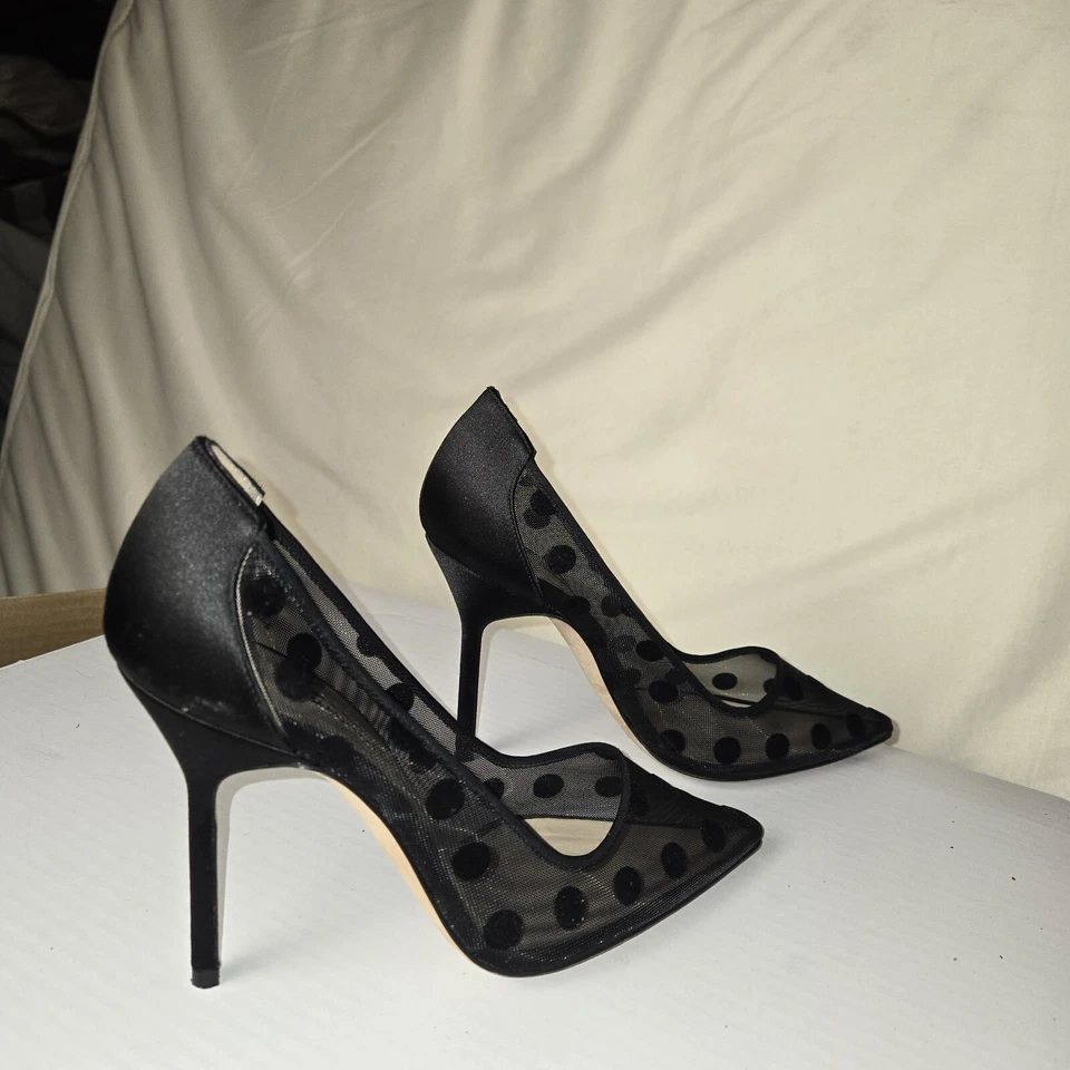Zapatos de salón Manolo Blahnik BBLA 105 satinado lunares malla flocada Foto 4 de 4