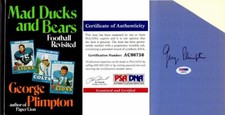 George Plimpton Signed Mad Ducks and Bears HC Book Lions Died 2003 + PSA/DNA COA