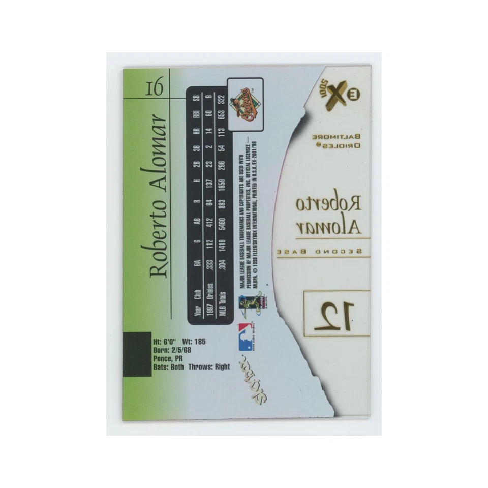 Roberto Alomar 1998 SkyBox E-X2001 acetato #16 Baltimore Orioles casi nuevo Foto 2 de 3