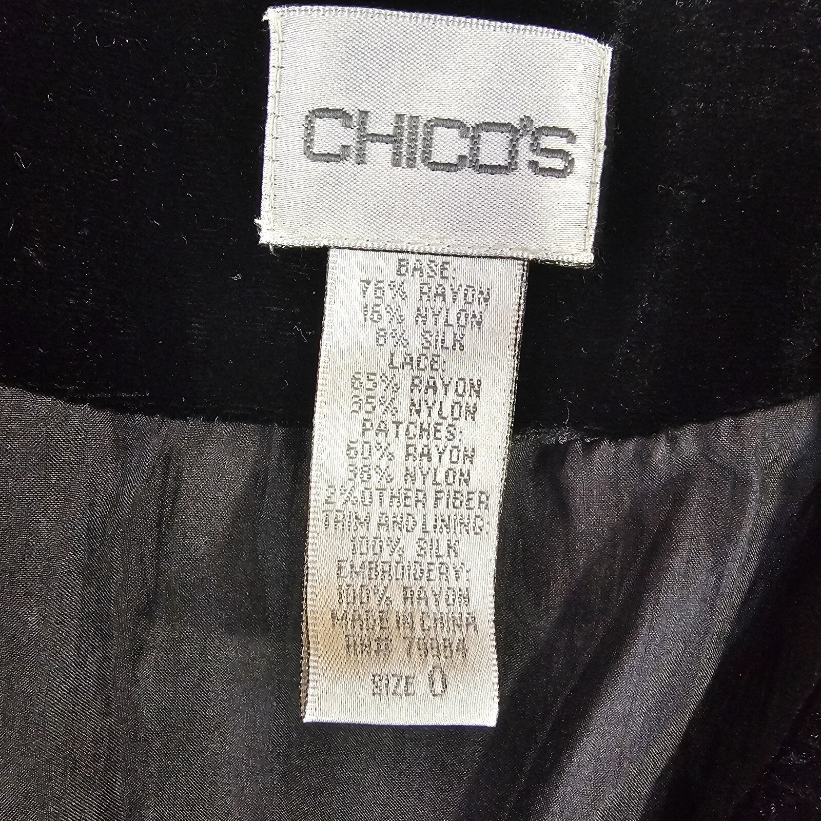 Chicos Patchwork Velour jacket Blazer Womens Sz 0… - image 3