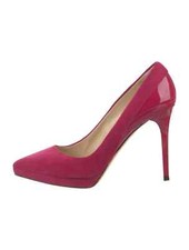 JIMMY CHOO Pink Suede Patent Leather Trim Pumps Size 8 IT 38 Good Used Condition