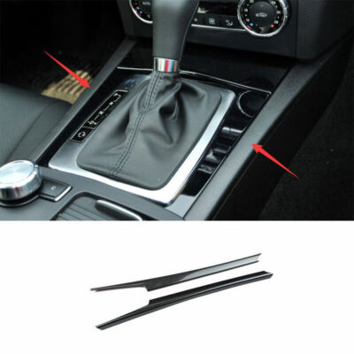 Carbon Fiber Steel Console Gear Shift Both Side Trim For Benz C-Class 2007-2014