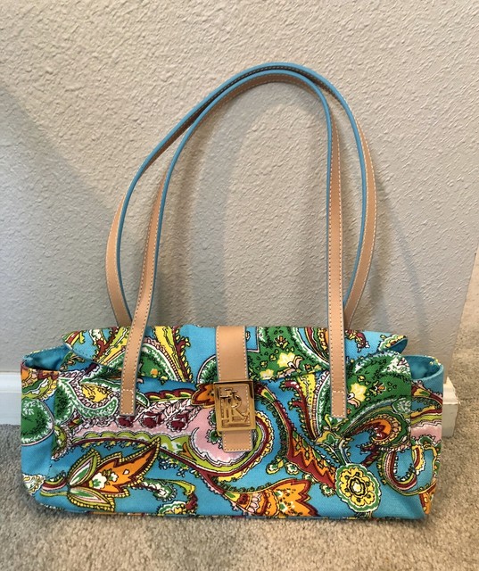 Ralph Lauren Paisley Fabric Barrell Handbag eBay