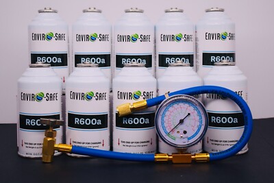 R-600a Refrigerant Inverted Piercing 6 oz Case/10, Brass Gauge