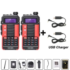 2PCS UV 10R Professional Walkie Talkies Power 10W Dual Band 2 way CB Ham Radio