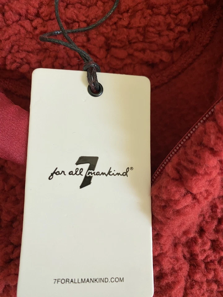 For All Mankind 7 rojo dalia imitación piel de oveja con capucha una pieza bebé 24 nuevo con etiquetas Foto 4 de 4