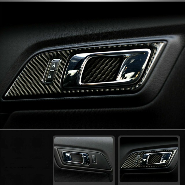 Carbon Fiber Inner Car Door Handle Frame Trim Cover for Ford Mustang