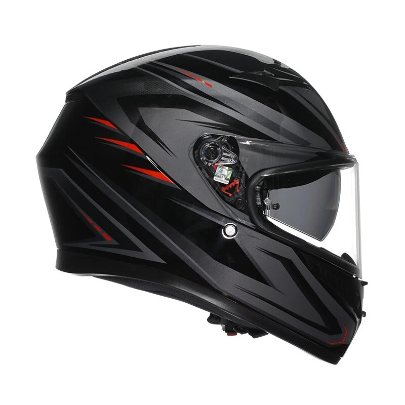 CASCO MOTO INTEGRALE E2206 AGV K3 SYTH NERO ROSSO LUCIDO TAGLIA XS S M L XL - Immagine 4 di 4