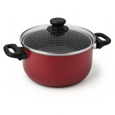 Casseruola 26cm con Cestello e Coperchio in Vetro – Happy Casa Antiaderente
