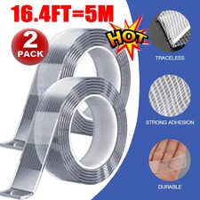 Tape Double Sided Traceless Washable Adhesive Invisible Gel Grip 5M/16.5FT
