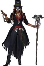 Vudú Magia Reina Sacerdotisa Zombie Calavera Vestido Elegante Halloween Adulto Disfraz