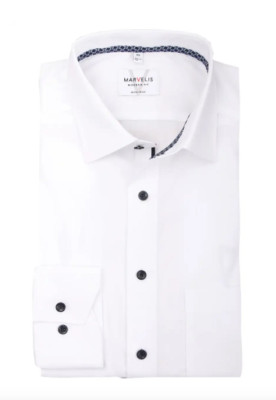 MARVELIS by OLYMP  Modern Fit Pure Cotton Shirt/White - 18''/EU46 DPD NEXT DAY