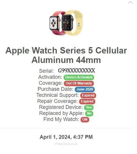 Apple watch Series 5 Cellular Aluminum 44 mm For Parts - 第 7/7 張圖片
