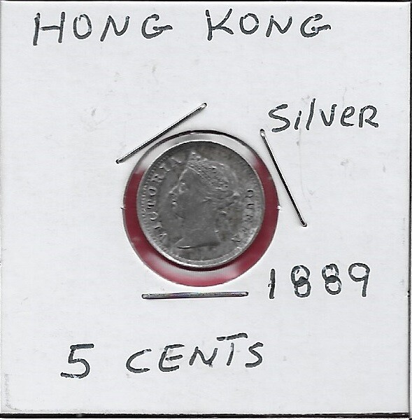 HONG KONG 5 CENTS 1889 Crowned bust facing left,Lettering:VICTORI