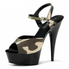 Women Sandals Open Toe Camouflage Stilettos H...
