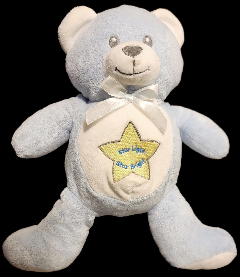 Non-Working Kids II Plush Blue Bear Star Light Bright 2001 Baby Lovey Teddy Bow - Image 2 of 4