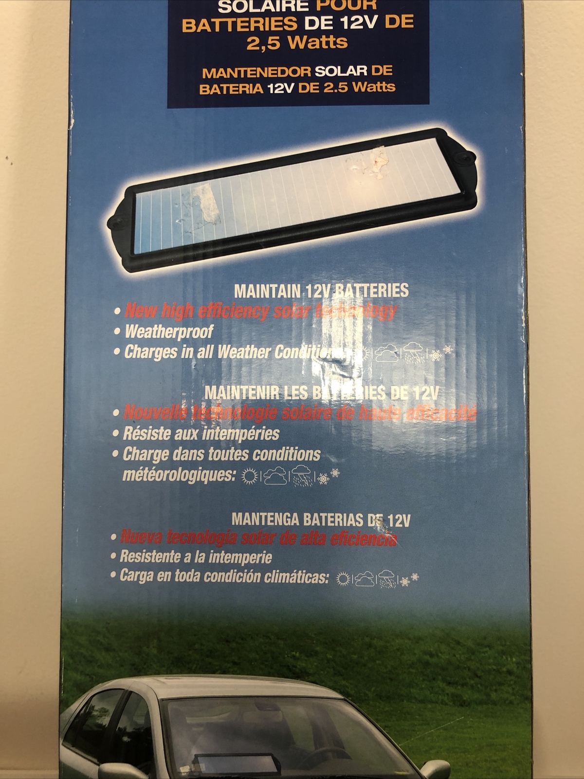 Sunforce 2.5W 12V Solar Powered Panel Battery Charger Maintainer Boat