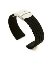 HNS Silicone Soft Rubber Diver Black/Orange SS Watch Replacement Strap/Band