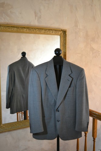 Veste blazer vintage Burberry (Burberrys') Londres Sandhurst costume laine gris ~40S - Photo 1/12