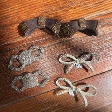 Lot Of 3 Pair Of VTG Shoe Clips - beaded - rhinestones