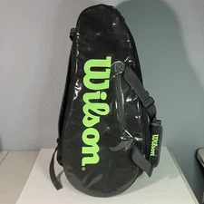 Wilson Tennis Racquet Bag Black Neon Green 12-Pack Backpack Straps Super Tour