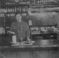 RPPC General Store Shopkeeper 1900s Postcard Denmark Scale Produce Wine Whiskey