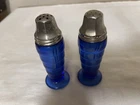 HAZEL ATLAS  COBALT BLUE DEPRESSION GLASS SALT & PEPPER SHAKERS