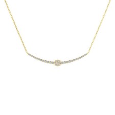 14k Yellow Gold 0.5Ct Lab Grown Diamond Bar Necklace 18" Silver Cable Chain