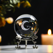 60Mm 3D Moon Planet Laser Engraved Crystal Ball Glass Sphere Paperweight Home Ar
