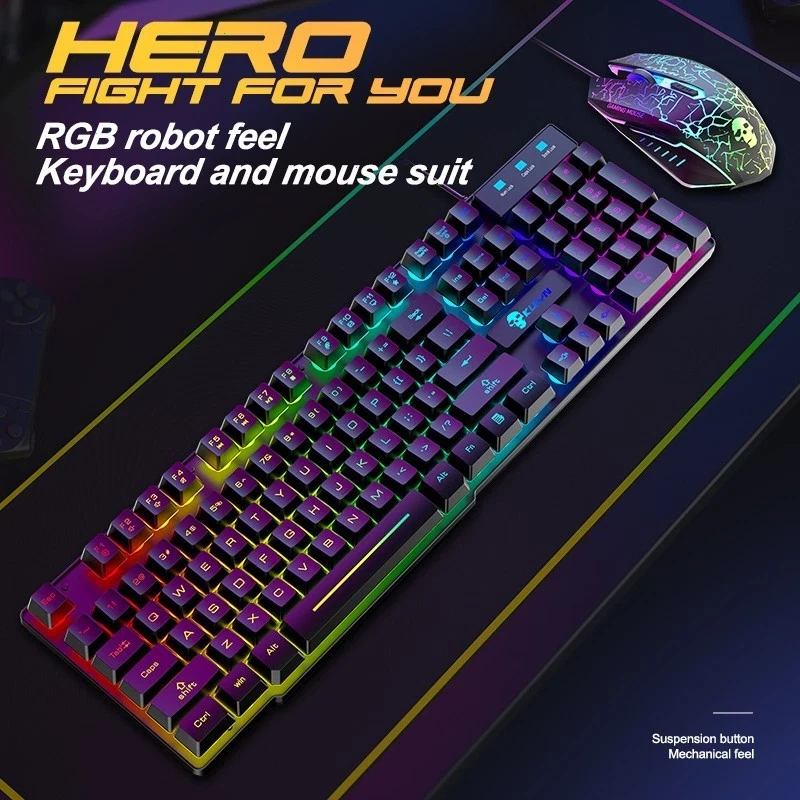 KUIYIN T6 104-Key Gaming Keyboard and Mouse Set Rainbow 2400DPI For PC PS4 Xbox - Image 3 of 4