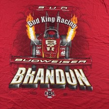 Vintage Budweiser Shirt Mens XL Red Bud King Racing Brandon Anvil NHRA 2000s