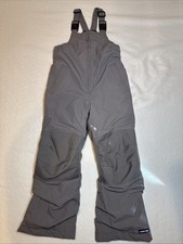 Lands' End Unisex Squall Snow Pants Bibs SZ 6 Grey Iron Knee KIDS Waterproof