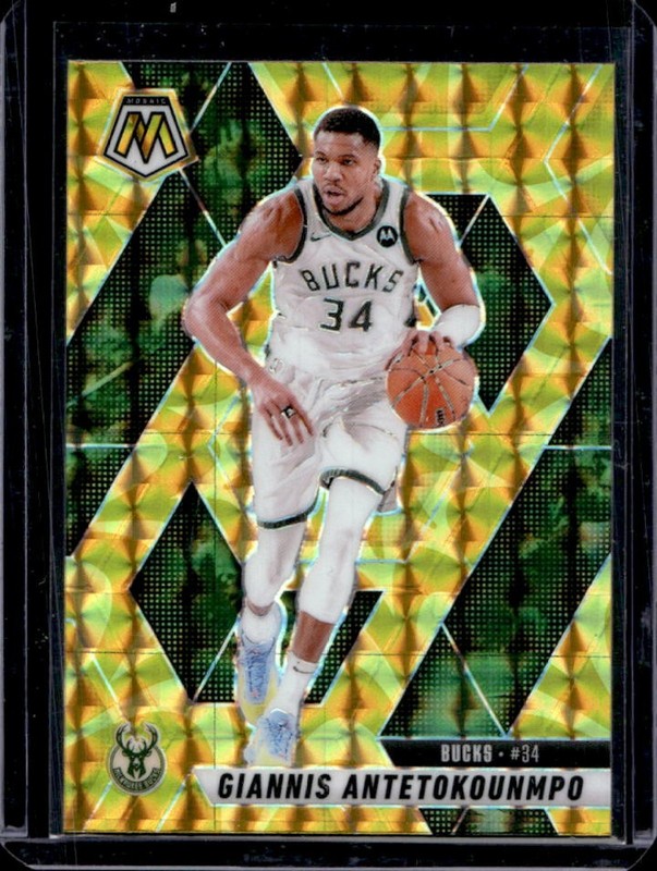 2024-25 Panini Mosaic Giannis Antetokounmpo Reactive Yellow Mosaic #13 Bucks