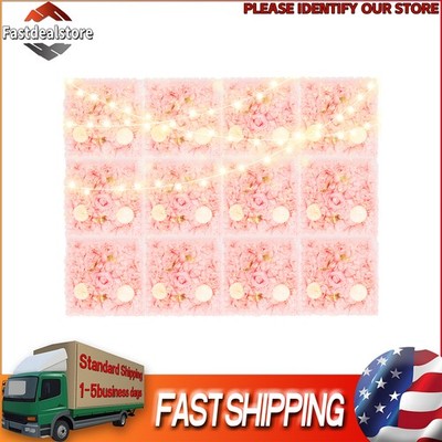 3D Flower Wall Panel-12pcs Artificial Flower Wall Background Silk Rose Wedding 