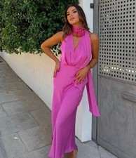 ZARA WOMAN NWT SS24 MID- PINK FLORAL SATIN EFFECT MIDI DRESS SIZE L 8463/309