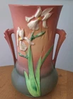 Roseville Pottery White Iris on Pink LARGE Vase 927-10 c.1938
