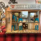 Vintage 1966 Johnny West Circle X Ranch House Complete W Buckboard Horses