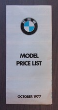 BMW RANGE orig 1977 UK Mkt Small Format Price List Brochure - 3 5 6 7 Series