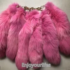 Wholesale Real Pink Fox Fur Tail Keychain Bag Purse Furry Pendant Cosplay Toys