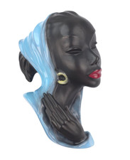 Cortendorf Wand Frauen Kopf Modell 3422 Afrikanerin Maske 50er Jahre Keramik