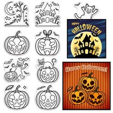 Halloween Clear Stamps for Card Making Pumpkin Ghost Scrapbooking Crafting DI...