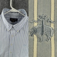 Brooks Brothers Oxford OCBD Button-Down XL Non-Iron Striped Cotton Blue Shirt