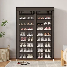 Shoe Rack 32 Pairs Heavy-Duty | 10-Tier Double Row Storage Organizer