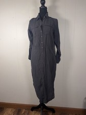 MAEVE- WOMEN'S 2- GRAY LONG SLEEVE DRAWSTRING WAIST COLLARED BUTTON SHIRT DRESS