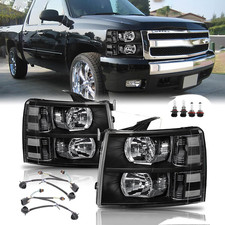 Headlights Assembly W/Bulb Wiring Harness for 2007-2013 Chevy Silverado 1500,